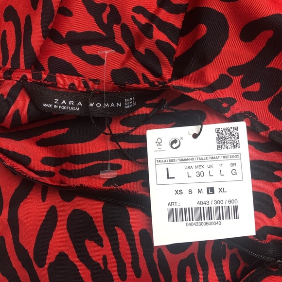 Zara Red Leopard Animal Print Midi Dress - Picture 7 of 8